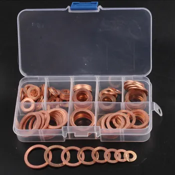 

120PCS M6 M8 M10 M12 M14 M16 M18 M20 Solid Copper Flat Washers Sump Plug Washer Set Professional Hardware Accessories Oil Rings