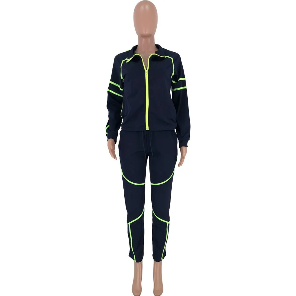 women tracksuits 2 piece set neon bright color set Long Sleeve Tops+ Pants women tracksuit autumn winter eşofman takımı#3