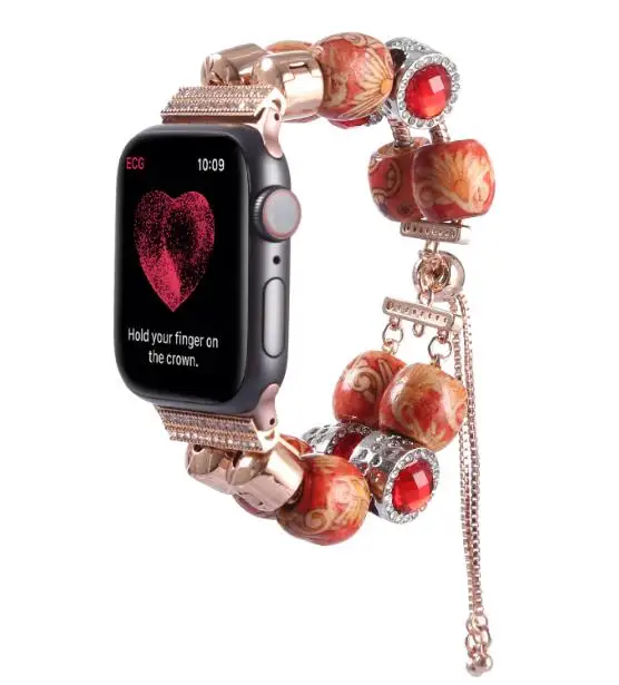 Роскошный ювелирный декоративный ремешок для apple watch, браслет с агатом и драгоценным камнем для iWatch 38 мм 42 мм 40 мм 44 мм Серия 1 2 3 4 - Цвет ремешка: 10