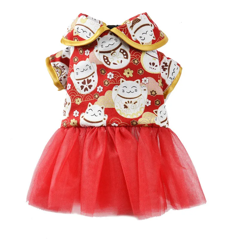 

Pet Dog Clothes Festive Dog Coat Warm Puppy Dress Tang Suit Lucky Cat Jacket Pet Clothing for Small Dogs Chihuahua Dog Costume