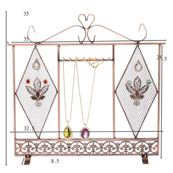 

Multi-functional Metal Jewelry Wire Mesh Stand Bronze Home Dresser Decor