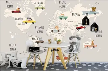 

Customized modern cartoon world map background wallpaper mural