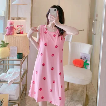 

Summer 100% Cotton Women Nightdress Casual Short-sleeved Sleepwear Polka Dot Sleepshirt Lady Nightgown Female Nightwear Loose