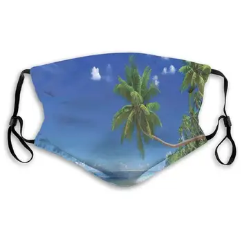 

Unisex Half Face Mouth Mask Face Masks Anti-Dust Face Windproof Ski,Coastline Seascape Lagoon Palm Leaf Clouds,S