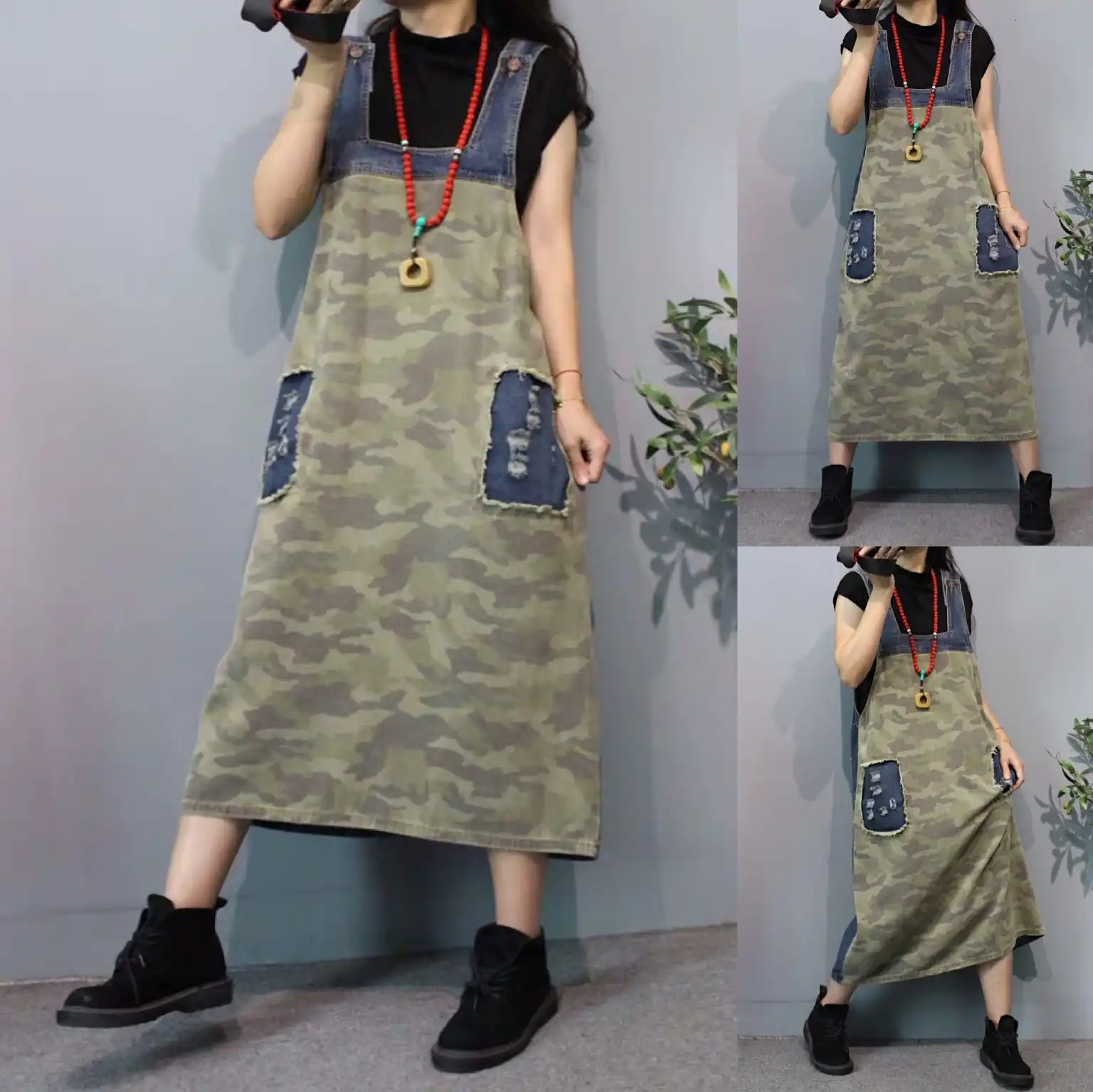 camouflage denim dress