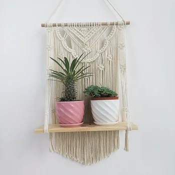 

Tapestry Storage Shelf Bohemian Hand-woven Wall Hangers Pergola Tassels Tapestry Wall Decoration Shelter