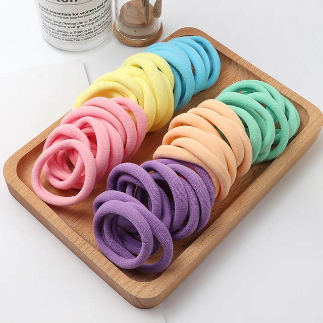50pcs Girls Solid Color Big Rubber Band Ponytail Holder Gum Headwear Elastic Hair Bands Korean Girl Hair Accessories Ornaments 50pcs-1