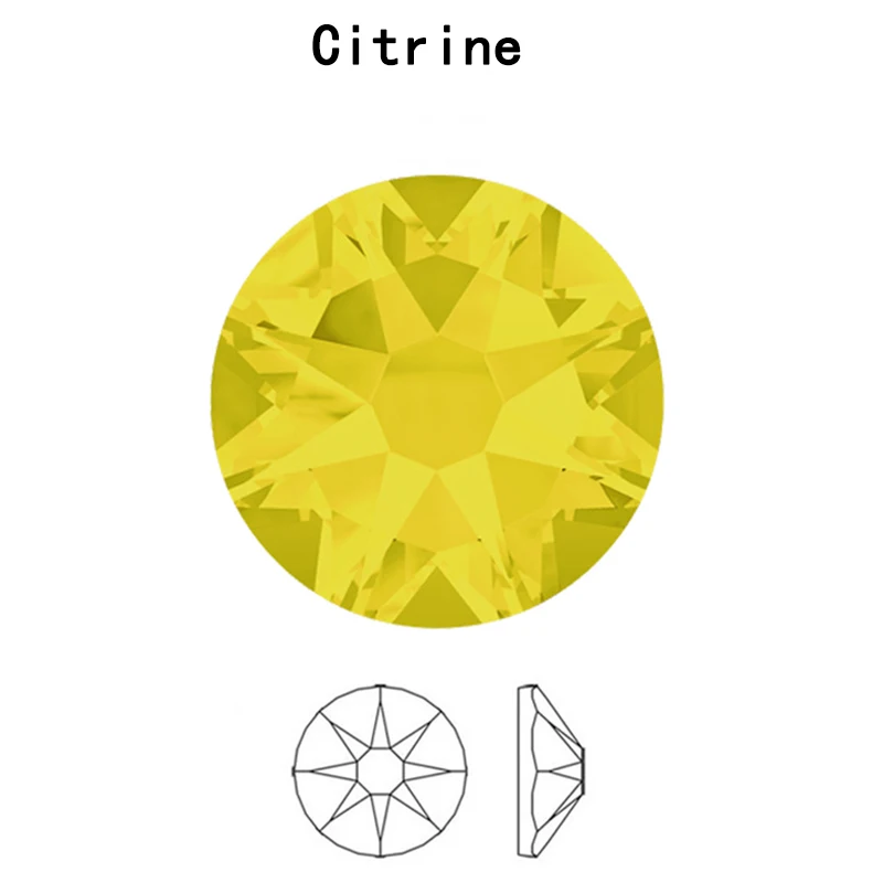 

YANRUO 2088HF SS16 SS20 Citrine Top Round 8big 8 Small hotfix crystals glass stones crystal Iron on Sewing For jewelry Clothing