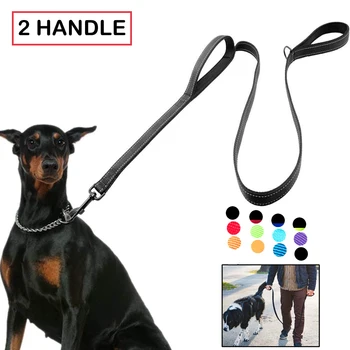 

Dog Leash for Large Dogs 2 Handle for Extra Control 6 FT Long with Reflective Stitch for Night Walking
