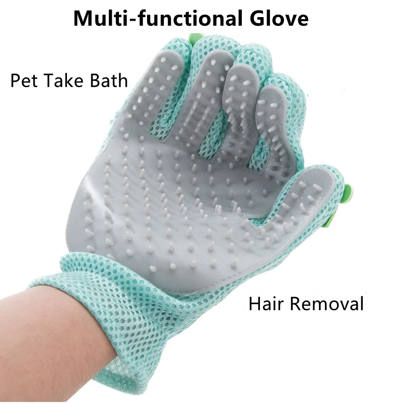 Cat Massager Dogs Grooming Glove Silicone Fabric Cats Brush Comb Shedding Hair Gloves Dogs Bath Cleaning Supplies Pet Combs 1pcs