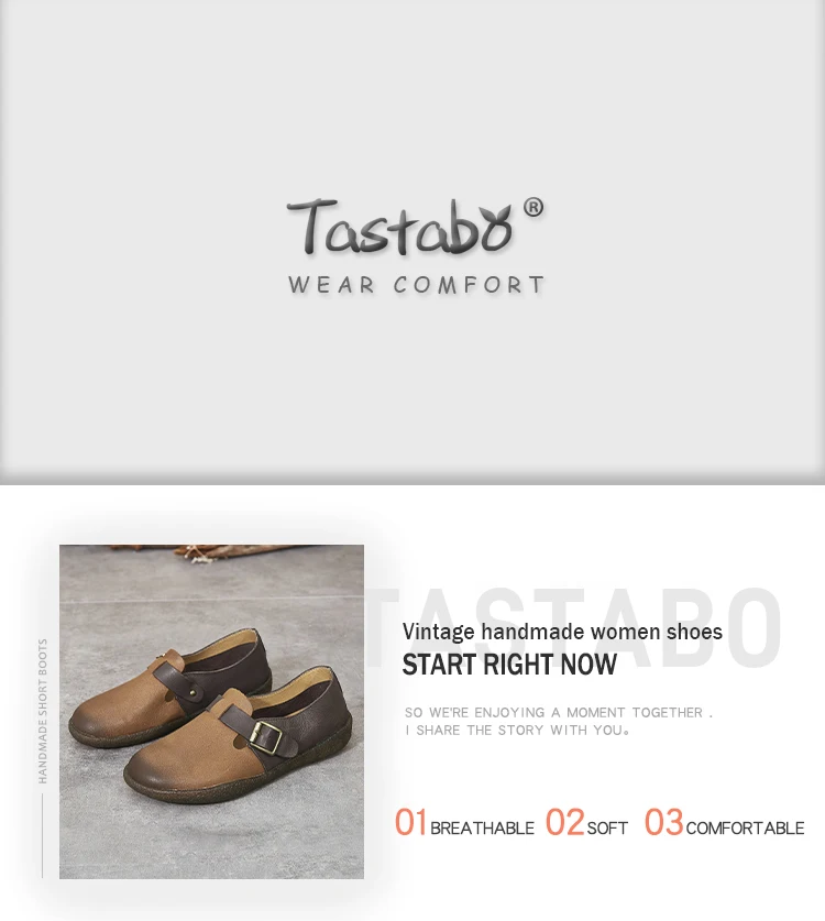 Tastabo женская обувь ручной работы из натуральной кожи; Удобная подкладка; простой дизайн; цвет хаки, желтый, коричневый; мягкая обувь на плоской подошве; Размеры 35-40; S90563
