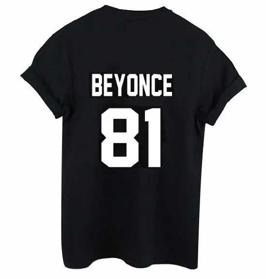 

Aesthetic BEYONCE 81 Print on Back Side Tshirt Beyonce 81 Year of Birth Graphic TEE Sexy Women Casual Funny Shirt