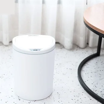 

NINESTARS 8L Smart Inductive Trash Can Home Smart Trash Can No Touch Trash Can Garbage Kit White Bass Opening And Closing