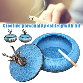 

N Ashtray with Lids Cigarettes Ashtray for Indoor or Outdoor Use for Smokers Desktop Ash Tray for Home Office Decoration TE889