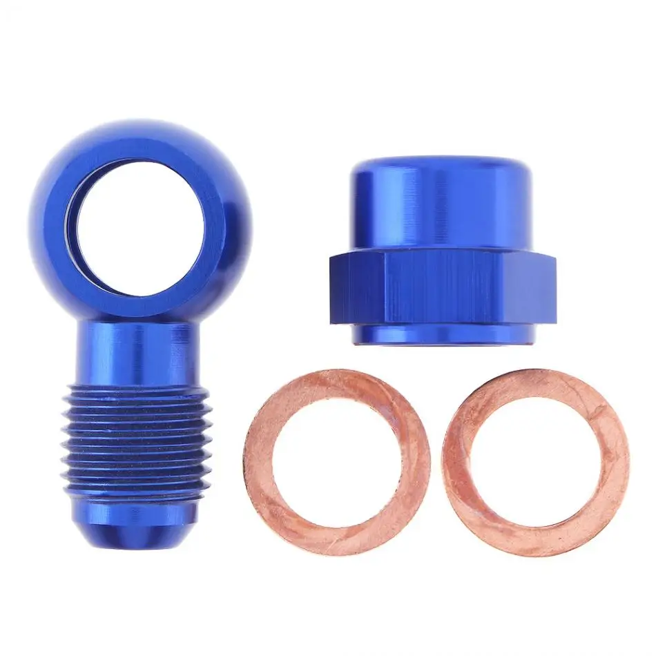 

Universal Aluminum Fuel Pump 8mm 5/16" Push On Outlet Banjo Adapter Fitting with Cap Blue Color For Cars Vehicles Motorcycle