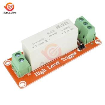 

DC 5V 1 Way SSR Solid State Relay high and low level trigger 5A 3-32V for Arduino