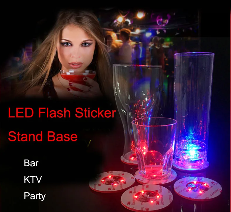 

100Pcs/lot LED Light Stickers LED Wine Bottle Glorifier Light LED Coaster Cup Mat Party Bar Club Vase Christmas Decoration
