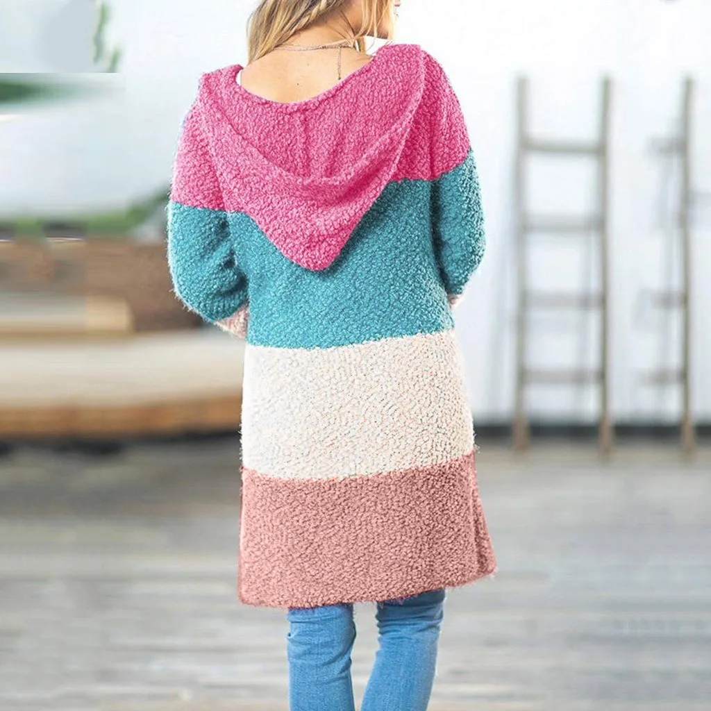 Jaycosin Fashion Autmn Winter Women Casual Splice Knitted Cardigan Sweater Long Sleeve Comfortable Soft Leisure Pullover 21#4