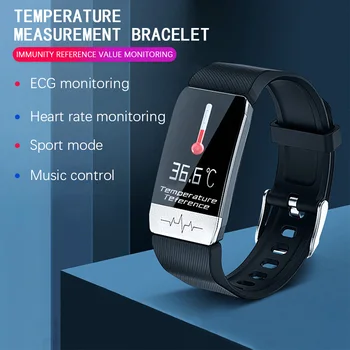 

Heart Rate Smart Bracelet Temperature Measure Smart Watch ECG+PPG Monitor Blood Pressure Wristband IP67 Waterproof Alarm Clock