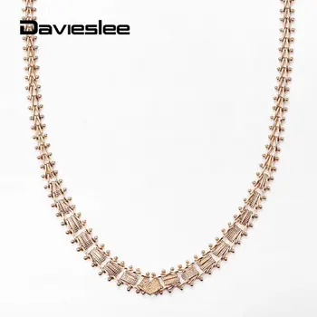 

New Fashion Jewelry 585 Rose Gold Necklace For Women Girls Geometric Spicate Chain Strand Chocker Wedding Best Gifts 47cm DCN21