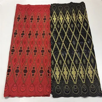 

2.5 y Swiss lace fabric +2.5 y Bazin Brode riche embroidery African 100% cotton fabrics Swiss voile lace popular Dubai style 2L9