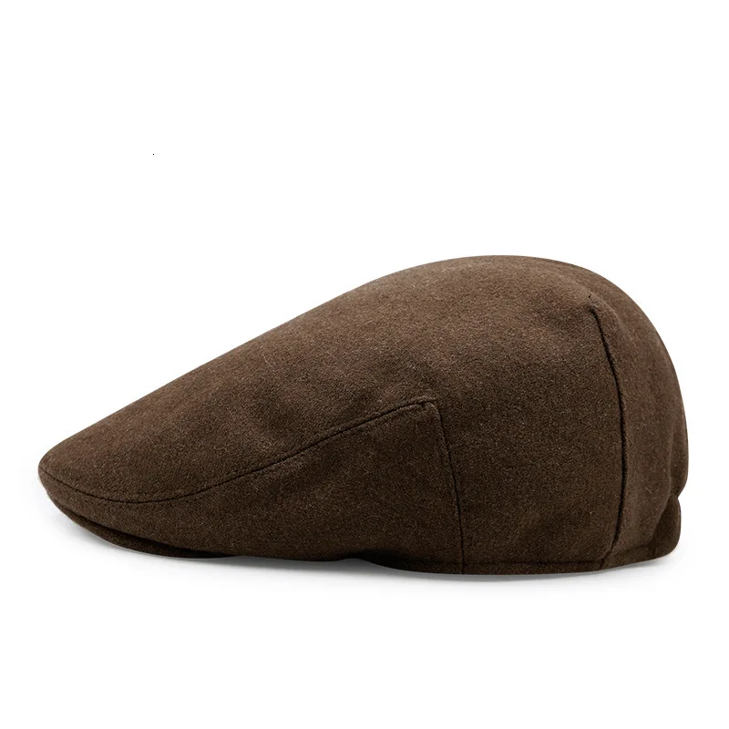 Взрослая полная Закрытая шляпа плюща, мужской фетровый берет, шерстяная остроконечная Кепка, женская уличная Шерстяная кепка для отдыха, шляпа газетчика 55-58 см - Цвет: Light coffee