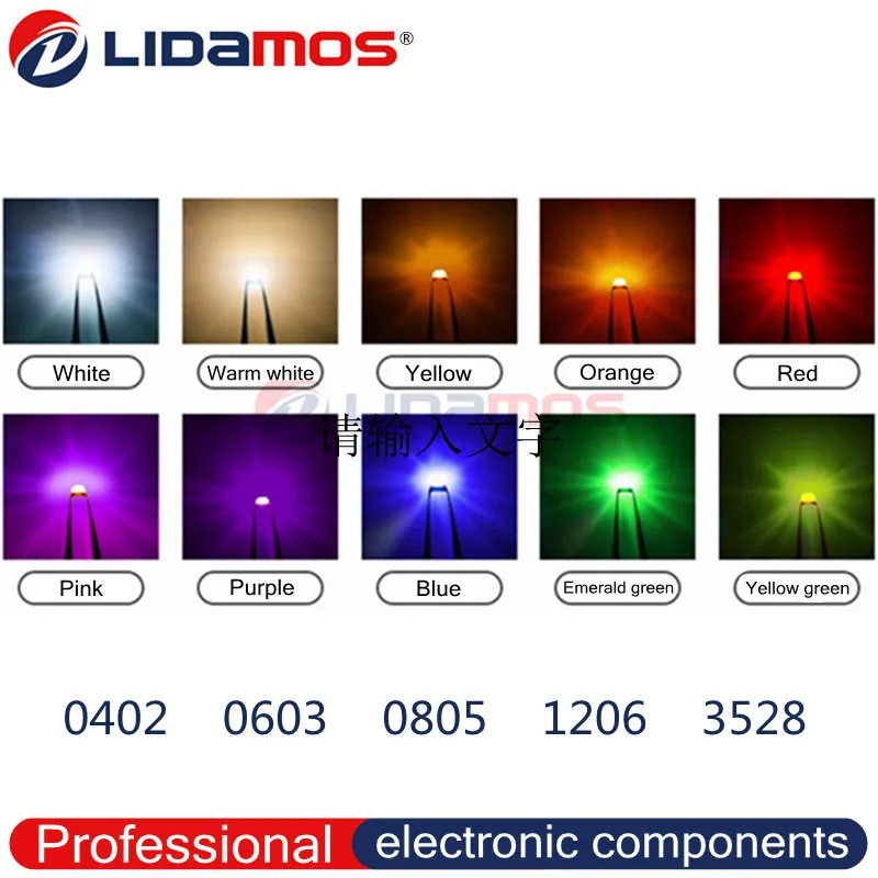 3000 шт. LED 1206 SMD красный синий изумрудно-зеленый белый/оранжевый/желтый/зеленый
