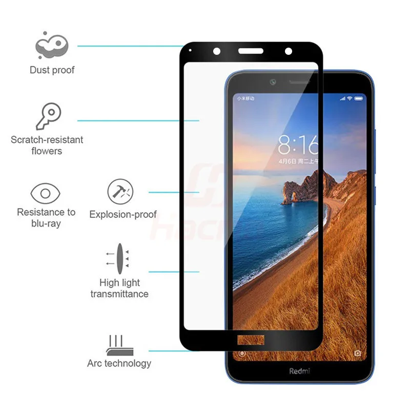 Стекло Hacrin для телефона Xiaomi Redmi 7A закаленное стекло с полным покрытием