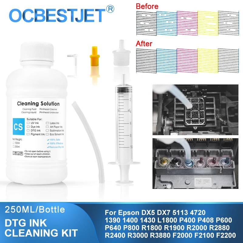 250ML DTG Cleaning Solution Textile InK Garment Ink Print Head Cleaning ...