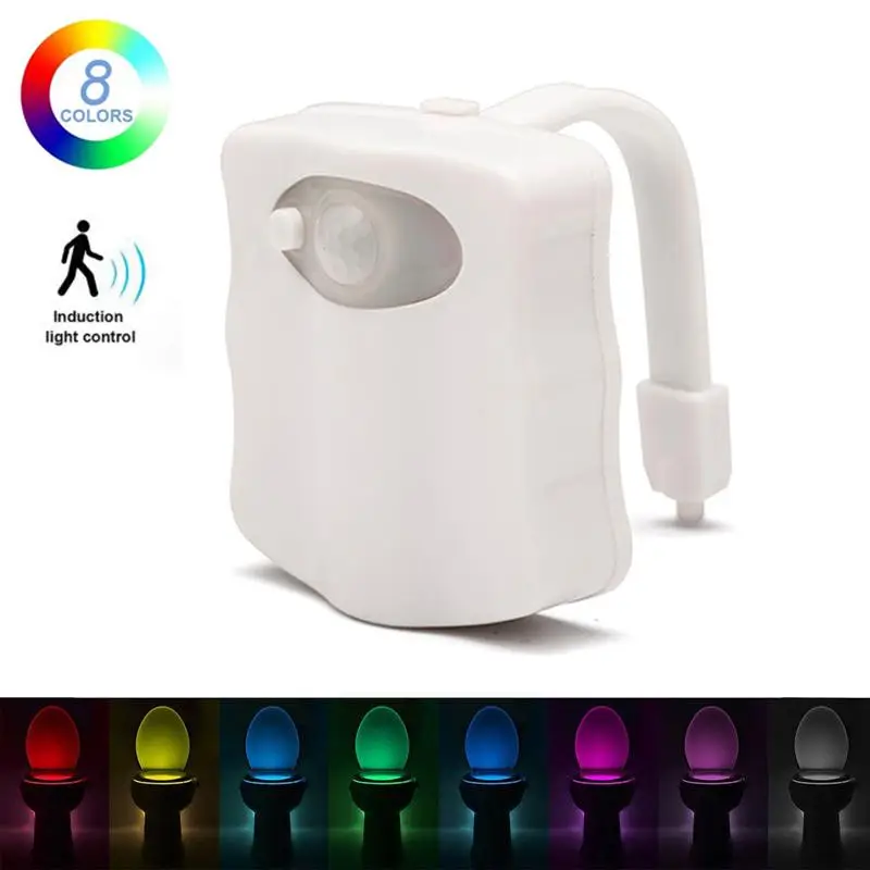 8 Color Body Sensing Automatic Led Motion Sensor Night Lamp Toilet Bowl Bathroom Light Waterproof Backlight For Wc Toilet Light night lamp Night Lights