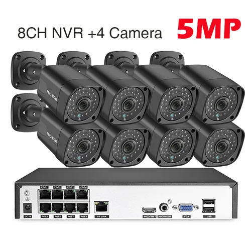 8cameras 5MP Techege 5MP аудио POE Комплект H.265 система 8CH CCTV безопасности NVR Крытый Открытый водонепроницаемый IP камера видеонаблюдения Сигнализация видео система - Цвет: 8cameras 5MP
