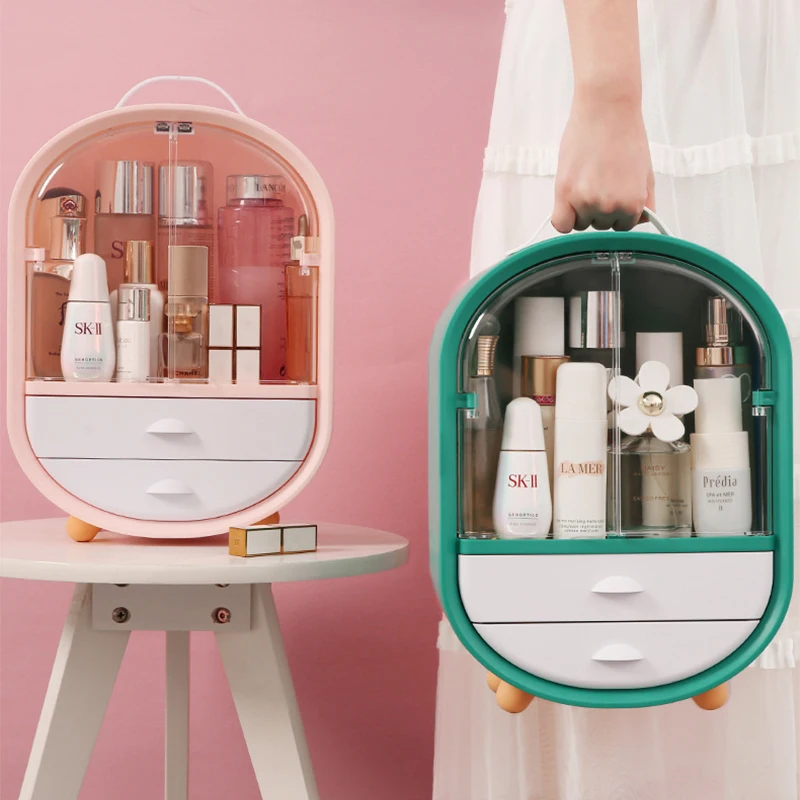  Acrylic Double-door Cosmetic Box Large Capacity Jewelry Cosmetic Organizer Portable Waterproof Make