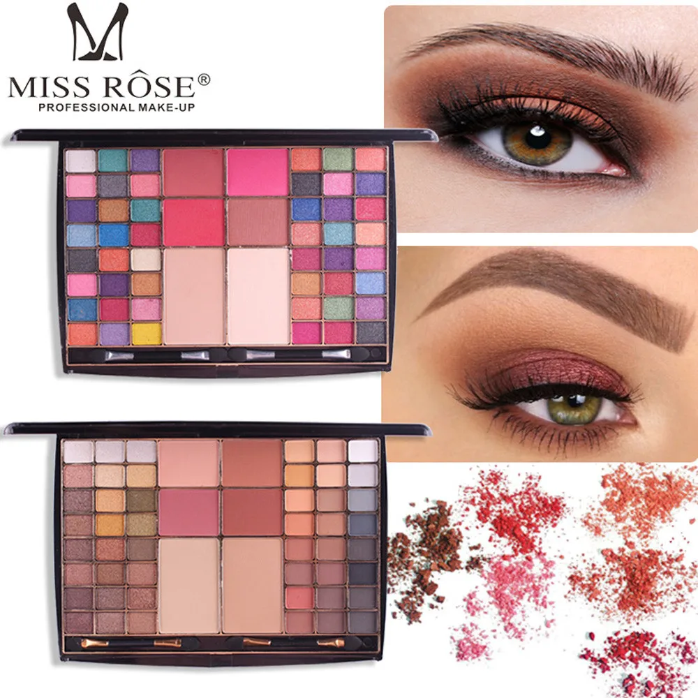 

MISS ROSE Eye Shadow Multicolor Women's 54 Colors Pearl Glitter Powder Palette Matt Natural Eyeshadow Cosmetics Make Up 19L0530