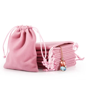 

Pink Gray Jewelry Gift Display Packing Bags Velvet Drawstring Pouches Gift Bags Jewelry Velvet Bag