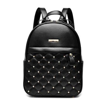 

2019 Women Backpack Hot Sale Fashion Female Causal Bags High Quality Bead Shoulder Bag PU Leather Schoolbag for Girls mochila