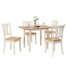 Costway – ensemble de Table à manger en bois extensible, 5 pièces, 4 chaises, Table de cuisine avec feuille d'extension