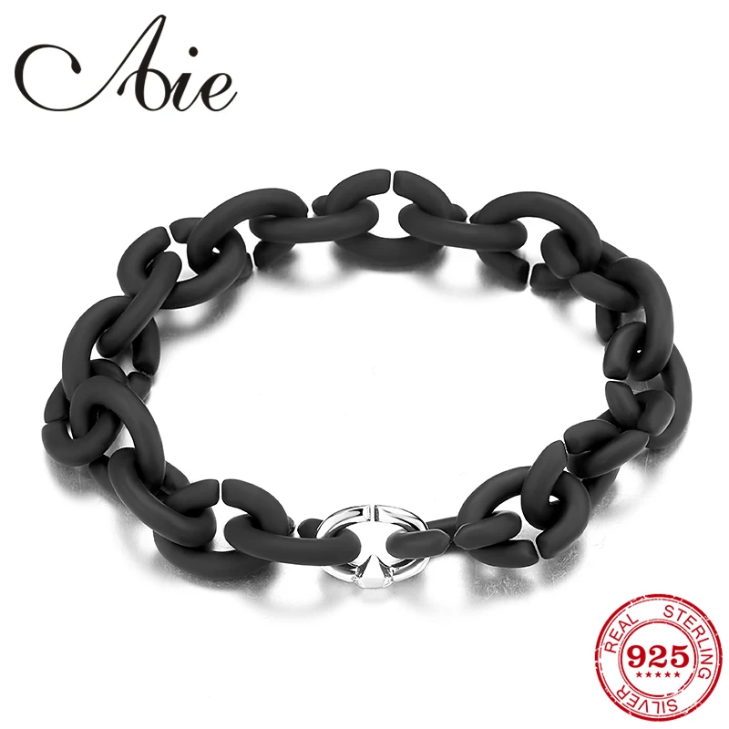 Изящный стиль кулон с зажимами бусы Черный жесткий резиновый браслет ручной