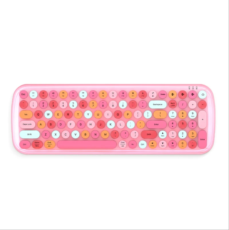 Bluetooth Billentyűzet Színes, Retro Gyönyörű Kulccsal Vezeték Nélküli