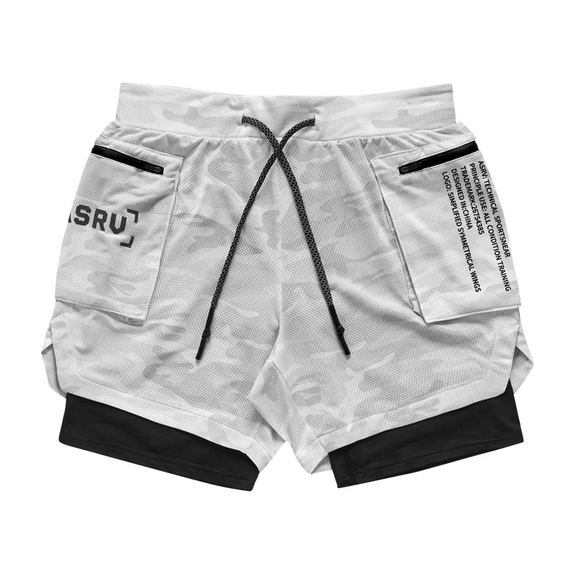 ASRV-pantalones cortos deportivos de camuflaje para hombre, Bermudas de entrenamiento para gimnasio, culturismo, secado rápido, doble cubierta, novedad