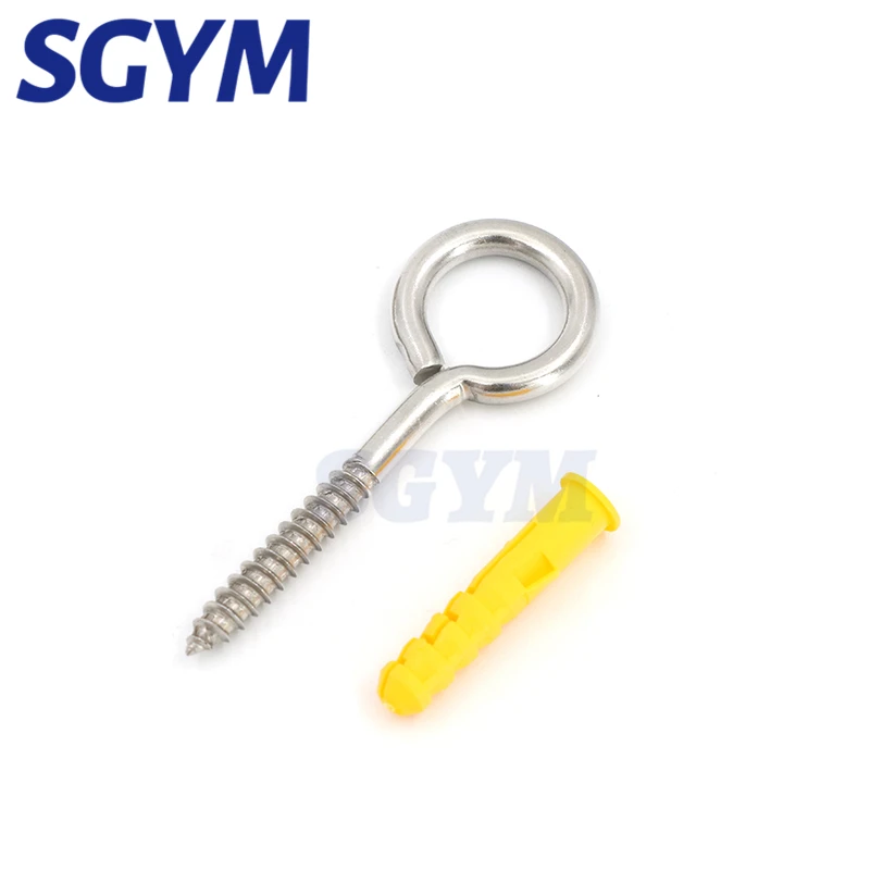 20pcs M5 X 65 Eye Hooks 304 Less Steel Screw Hook Ing Screw Hook Circle  Round Hand Tighten Screw For Outdoor Ndoor Use