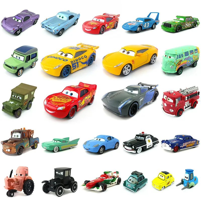 Disney Pixar coches 3 27 estilos Rayo McQueen Mater Jackson tormenta Ramírez 1:55 fundición de aleación de Metal modelo de juguete regalo para el coche para niños