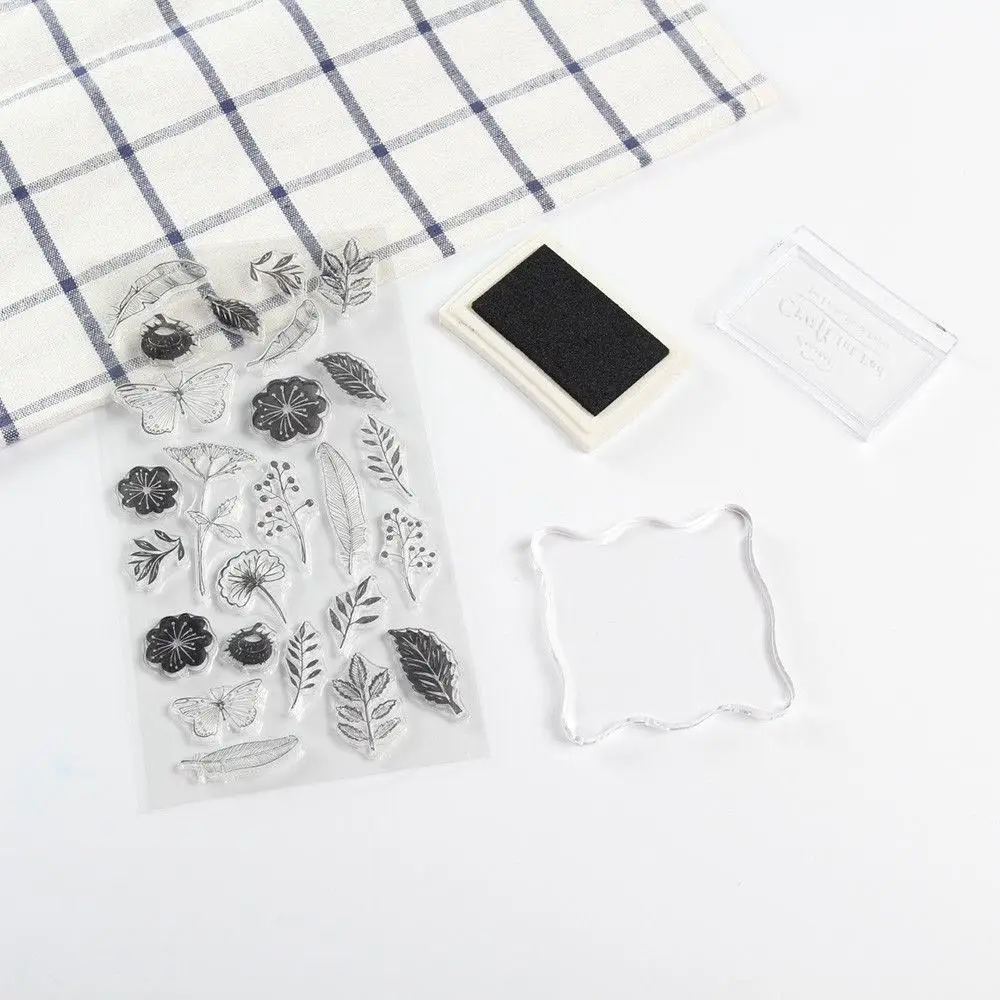 DIY цветок Бабочка прозрачные штампы для Transparent прозрачная резиновая резка штампы набор фотоальбом делая декоративная открытка