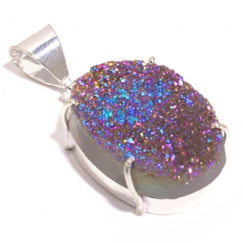 

Titanium Druzy Pendant Silver Overlay over Copper , 44.5 mm, P6962