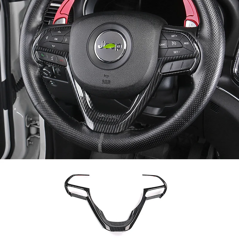 Carbon fiber ABS хром/углеродное волокно накладка на руль наклейки для Jeep Grand Cherokee внутренние аксессуары - Название цвета: Carbon fiber