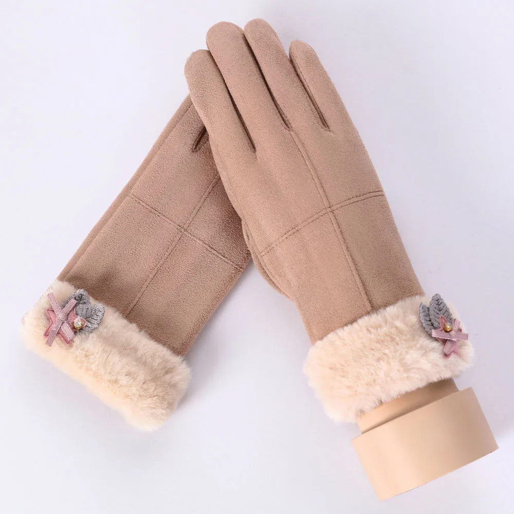 Зимние женские перчатки, модные зимние однотонные спортивные теплые перчатки для занятий спортом на открытом воздухе, Guantes Invierno Mujer