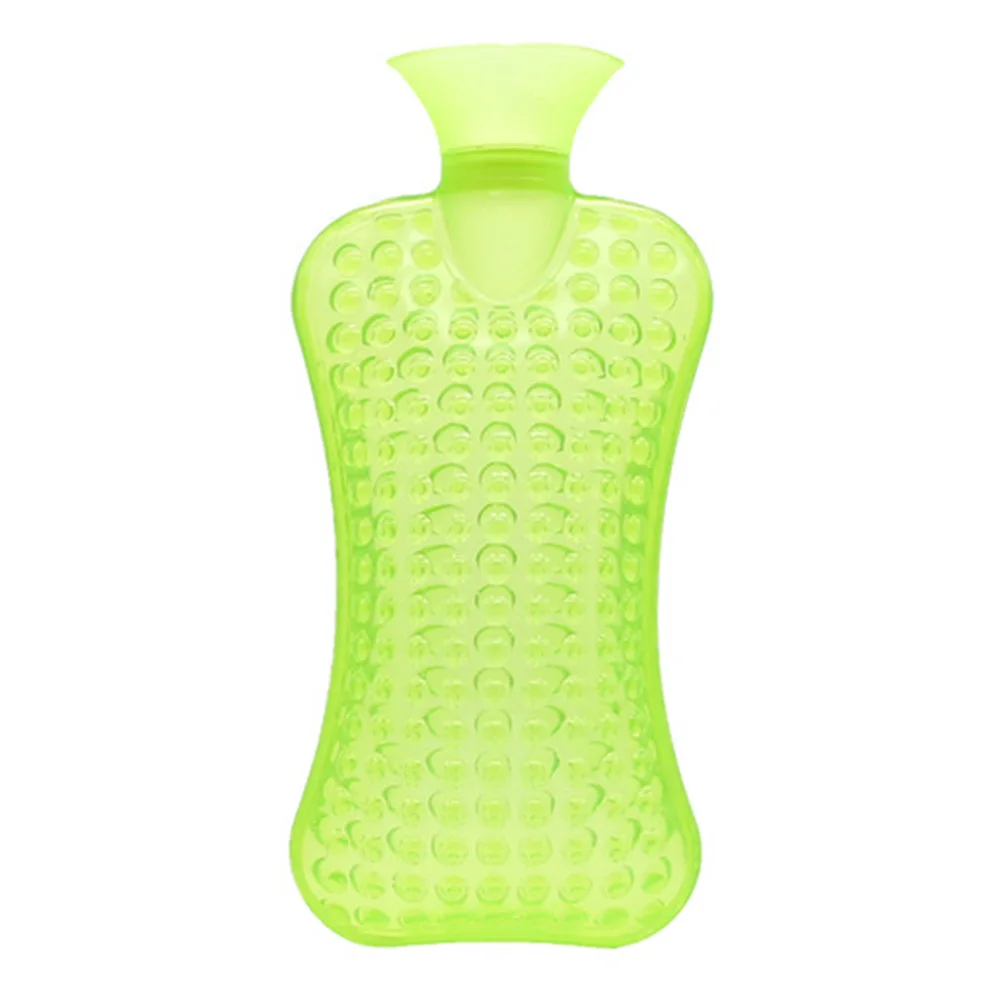 Портативная утолщенная обезболивающая зимняя прозрачная карманная бутылка для горячей воды наполненная водой ПВХ ручная теплая термоупаковка домашняя прозрачная - Цвет: Зеленый