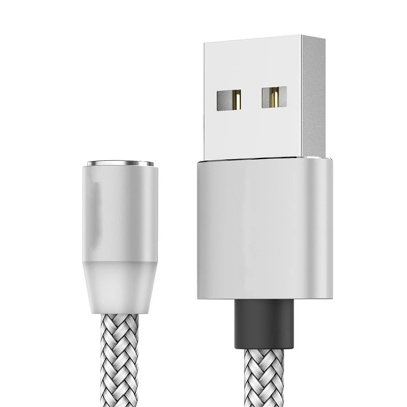 2 м USB кабель Android Круглый Магнитный Кабель зарядного устройства 3в1 2.4A для типа C/iOS/микро зарядная головка для iPhone huawei Xiaomi New A40 - Цвет: Серебристый