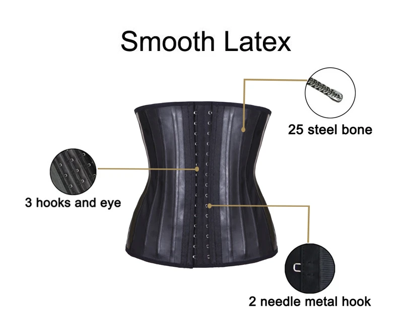 YAGIMI Latex Waist Trainer Corset Women Belly Slimming Belt Body Shaper 25 Steel Boned Waist Cincher Fajas Colombianas Shapers plus size shapewear