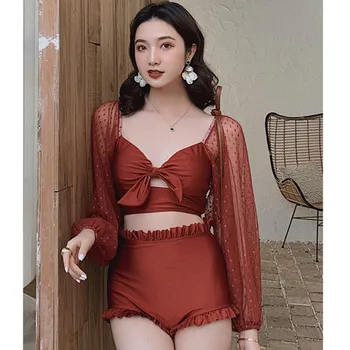 

Two-Piece Bathing Suit New Swimsuit Fashion Sexy Slim Slimming Split Triangle Long Sleeves