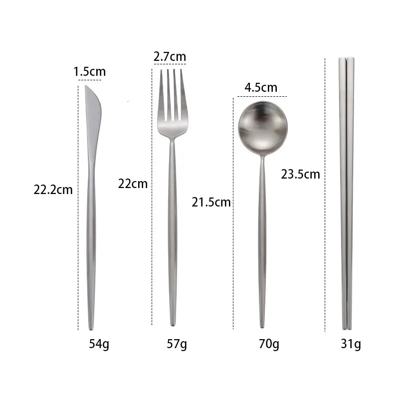 Нож для палочек для еды, ложка и вилка, набор, комплект переносной посуды, стальные столовые приборы, десертный стейк, ложка, нож, вилка, набор, Корейская Прямая поставка